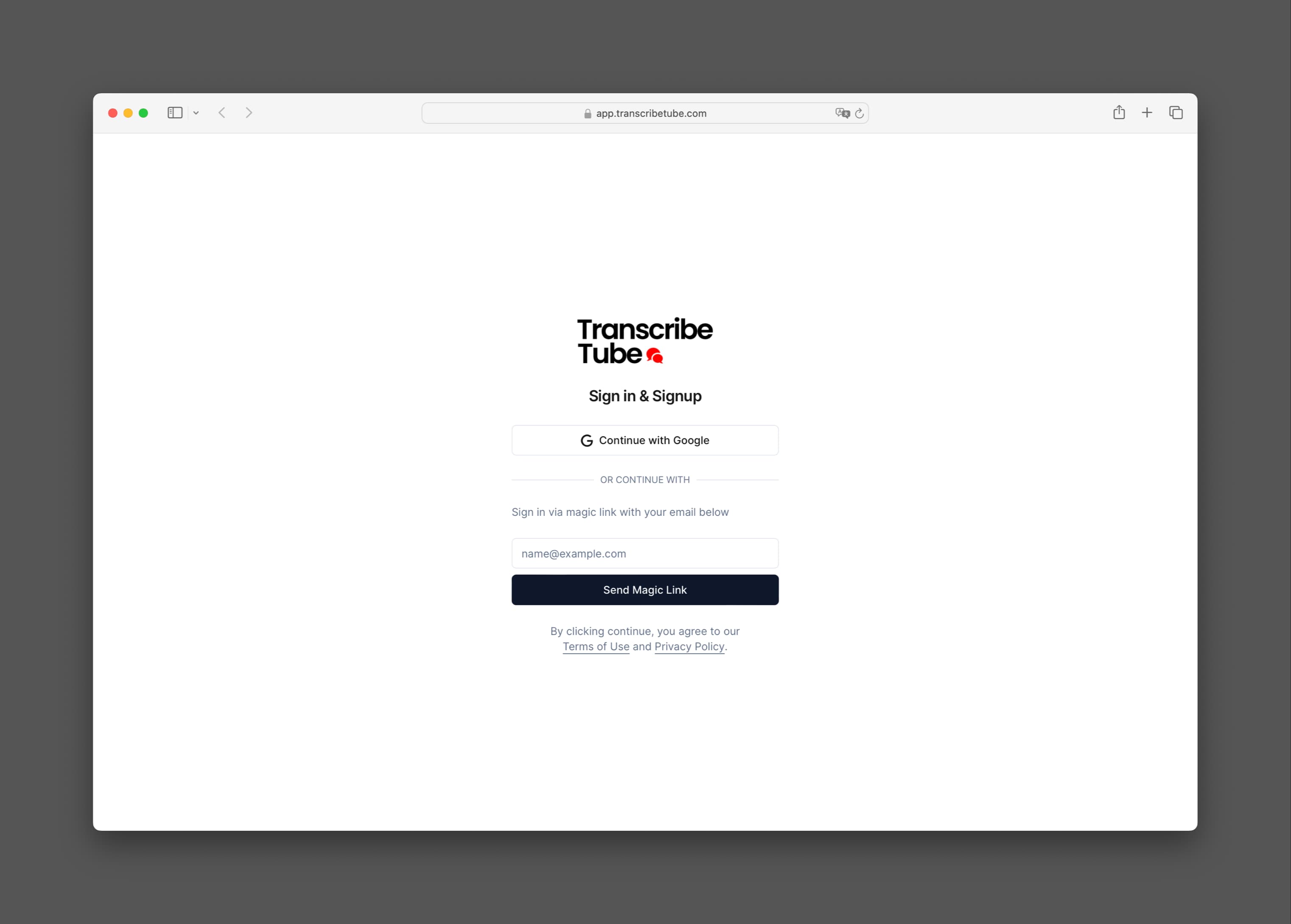 how to signup transcribetube